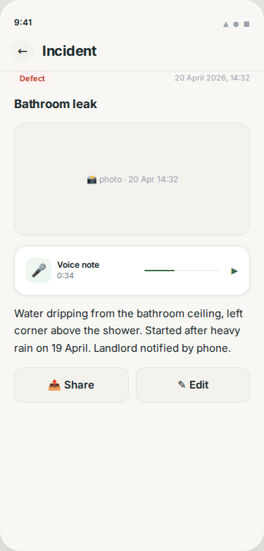 Incident log